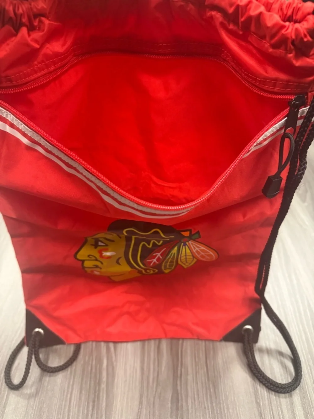 Chicago Blackhawks Red Sports Drawstring Backpack Sack Tote with Team Logo